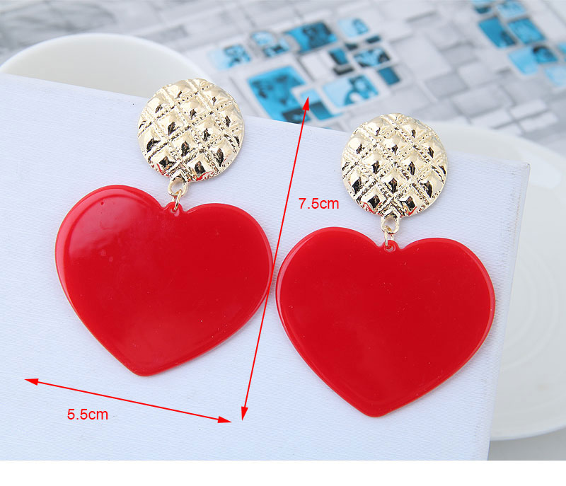 Fashion Rose Red Metal Heart Shape Earrings,Drop Earrings