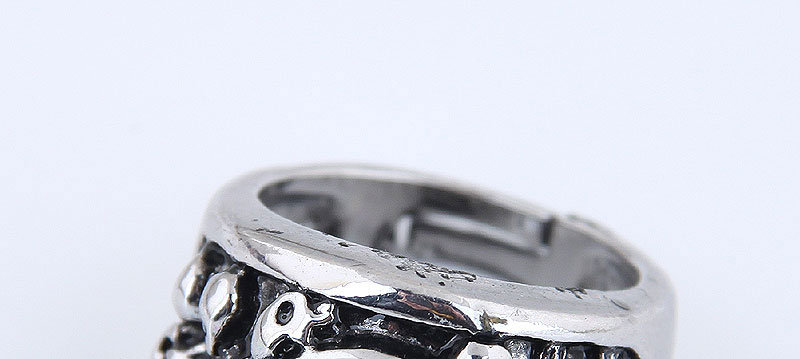 Fashion Silver Metal Skull Clock Ring,Fashion Rings