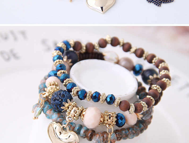 Fashion Navy Blue Water Drop Heart Tassel Bracelet,Fashion Bracelets