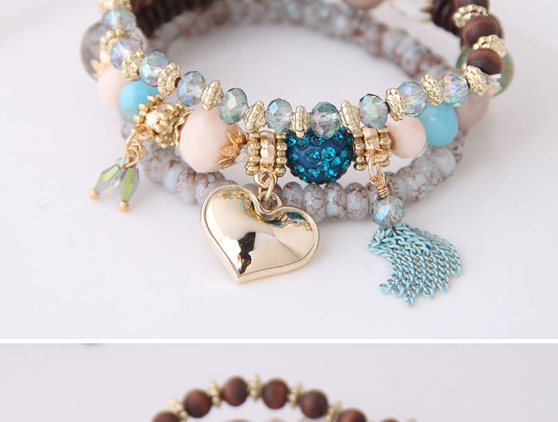 Fashion Light Blue Water Drop Heart Tassel Bracelet,Fashion Bracelets