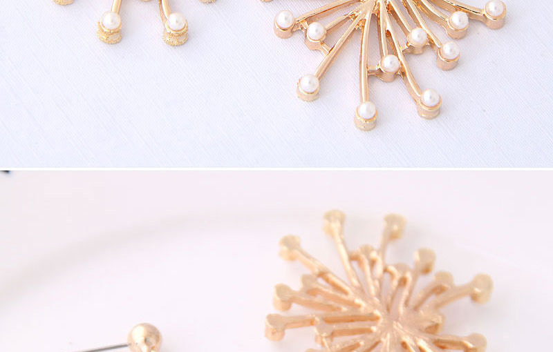 Fashion Gold Color+white Metal Petal Pearl Earrings,Drop Earrings