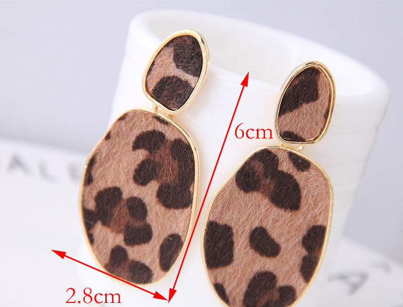 Fashion Brown Metal Simple Geometric Leopard Stud Earrings,Drop Earrings