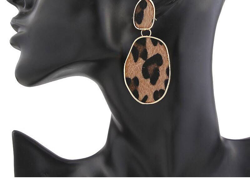 Fashion Brown Metal Simple Geometric Leopard Stud Earrings,Drop Earrings