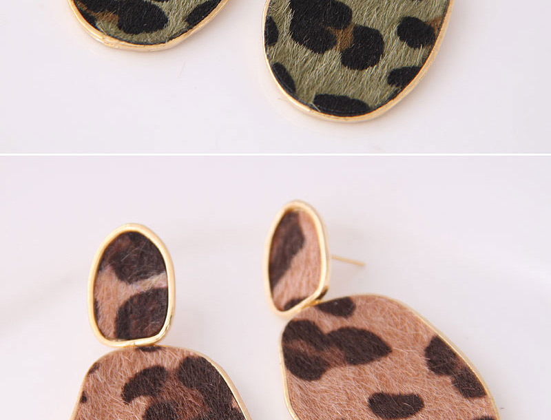 Fashion Green Metal Simple Geometric Leopard Stud Earrings,Drop Earrings