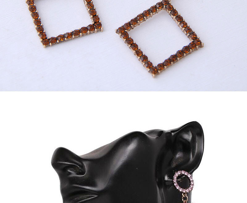 Fashion Multi-color Metal Flash Drill Geometric Earrings,Drop Earrings
