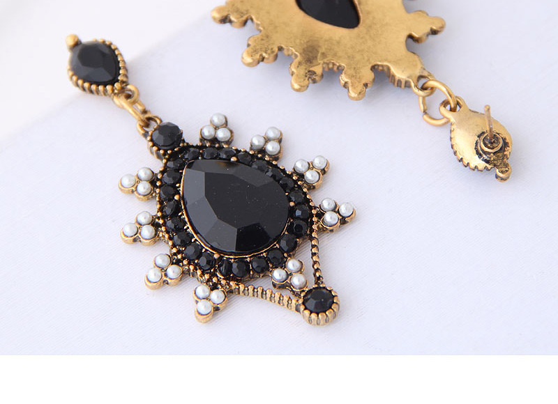 Fashion Black Gorgeous Gemstone Drop Earrings,Drop Earrings