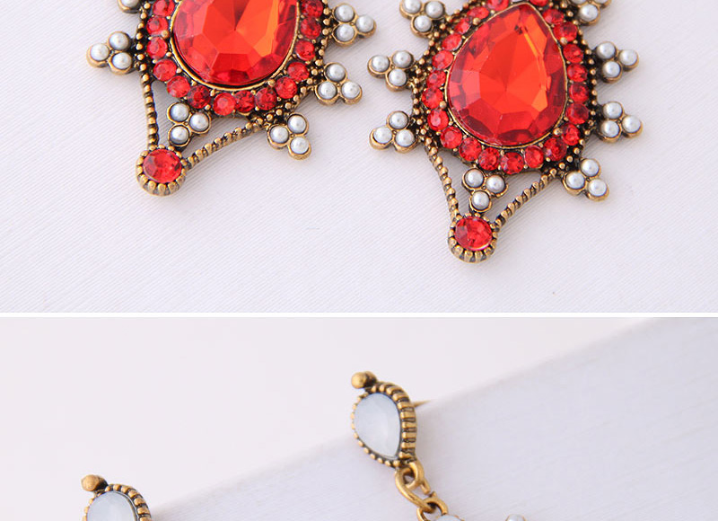 Fashion Red Gorgeous Gemstone Drop Earrings,Drop Earrings