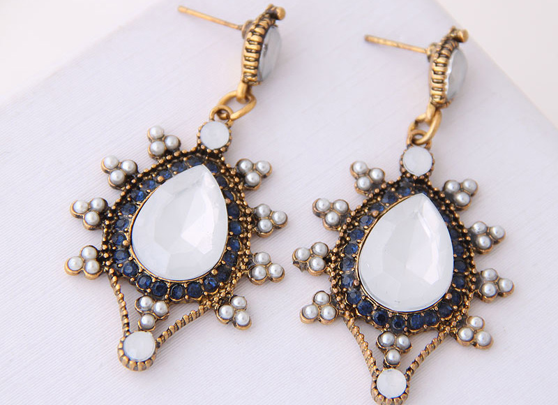 Fashion White Gorgeous Gemstone Drop Earrings,Drop Earrings
