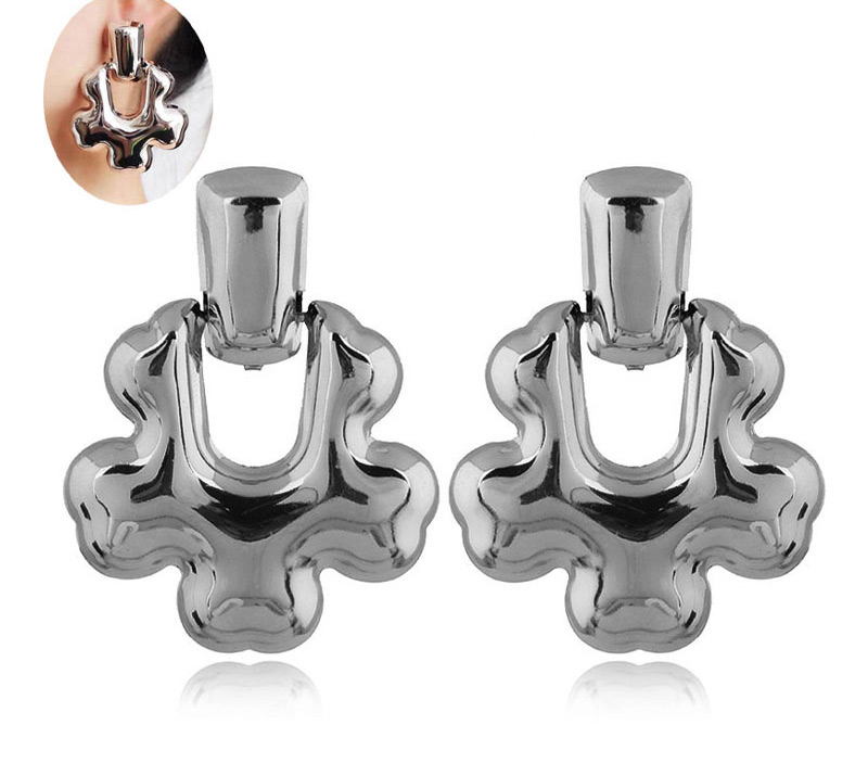 Fashion Silver Metal Plum Ear Studs,Drop Earrings