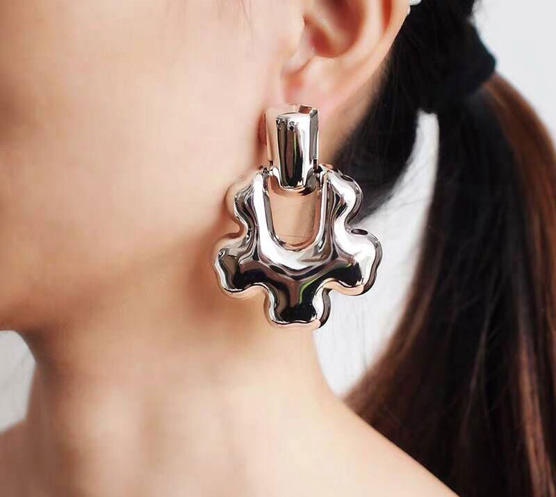 Fashion Silver Metal Plum Ear Studs,Drop Earrings