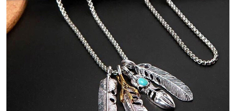 Fashion Silver Metal Angel Wing Feather Long Necklace,Pendants