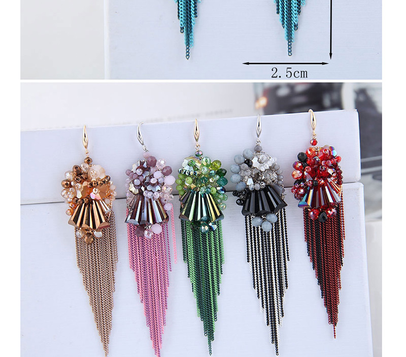 Fashion Black Crystal Tassel Earrings,Earrings
