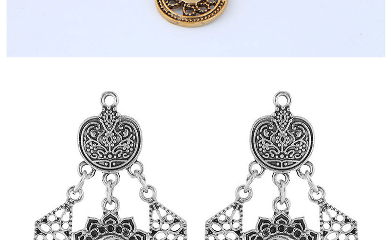 Fashion Silver Metal Openwork Flower Earrings,Drop Earrings