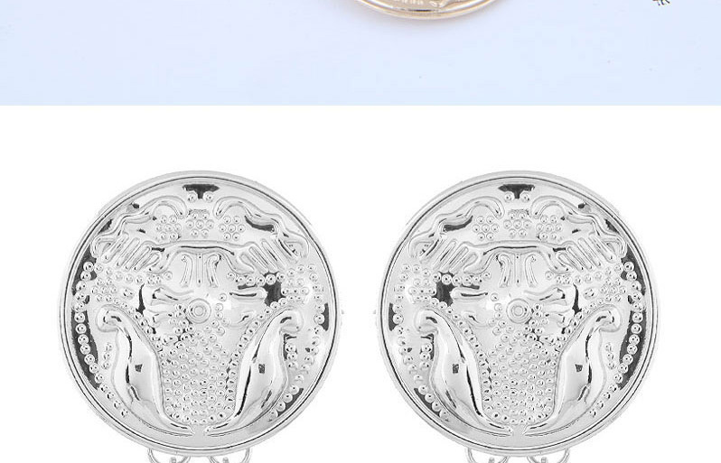 Fashion Silver Metal Flower Carving Badge Square Earrings,Drop Earrings