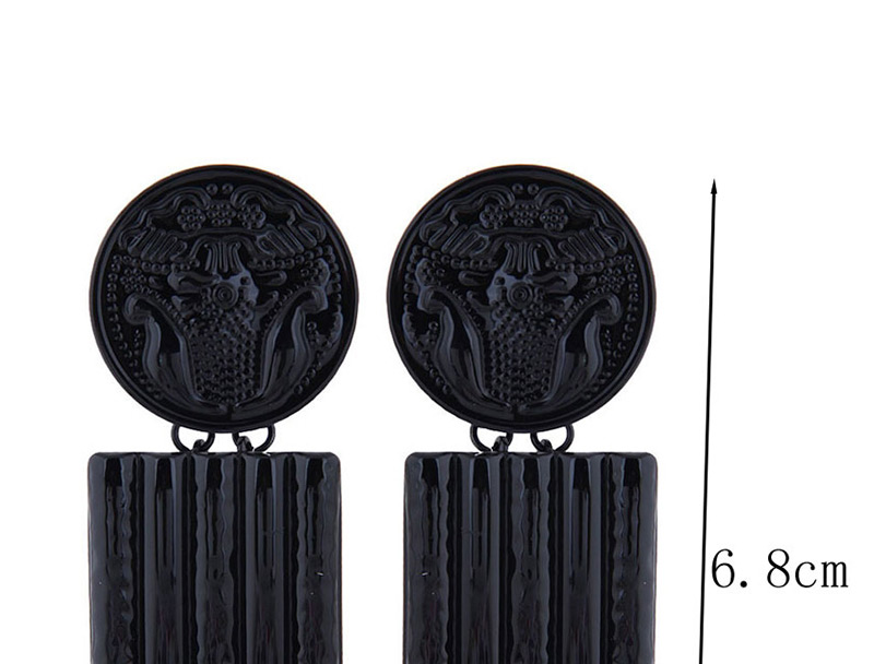 Fashion White Metal Contrast Color Flower Carving Badge Square Earrings,Drop Earrings