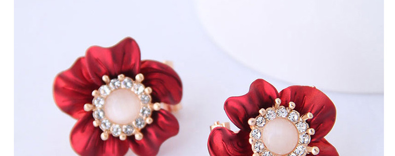 Fashion Red Rich Flower Earrings,Stud Earrings