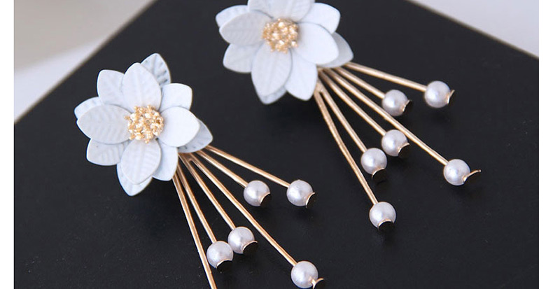 Fashion White Flower Tassel Earrings,Stud Earrings