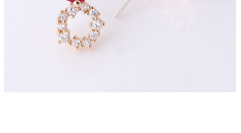 Fashion Silver  Silver Needle Copper Inlaid Zircon Love Ring Stud Earrings,Earrings