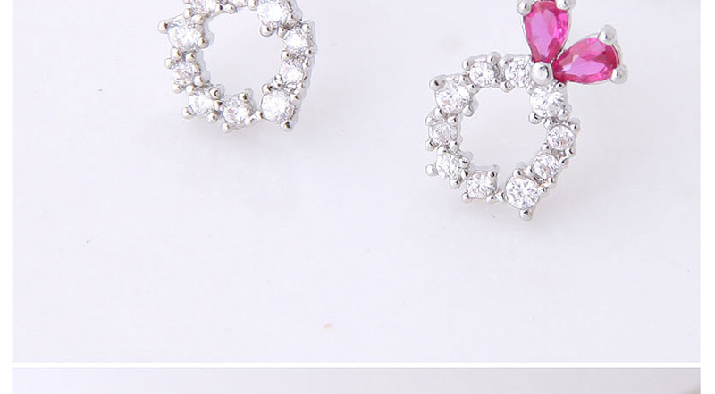 Fashion Gold  Silver Needle Copper Inlaid Zircon Love Ring Stud Earrings,Stud Earrings