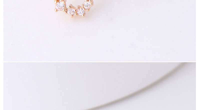 Fashion Silver  Silver Needle Copper Inlaid Zircon Love Ring Stud Earrings,Earrings