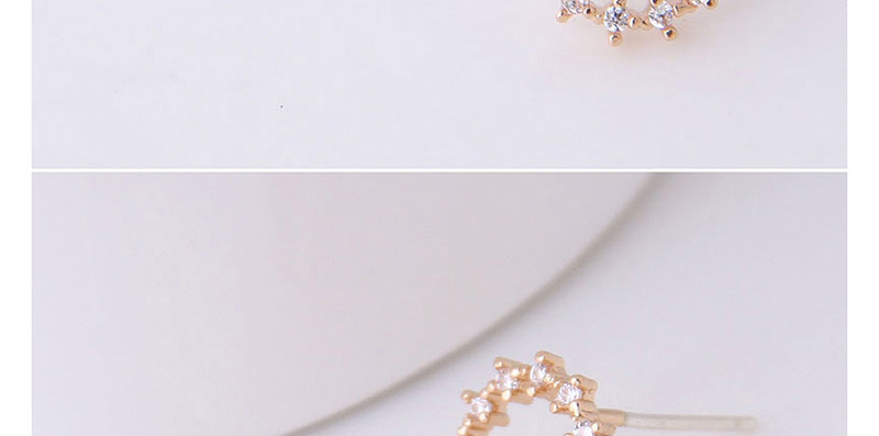 Fashion Gold  Silver Needle Copper Inlaid Zircon Love Earrings,Earrings