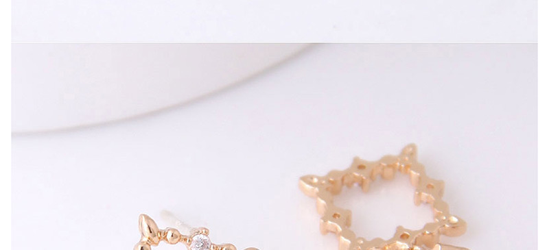 Fashion Gold  Silver Needle Copper And Zircon Cube Stud Earrings,Drop Earrings