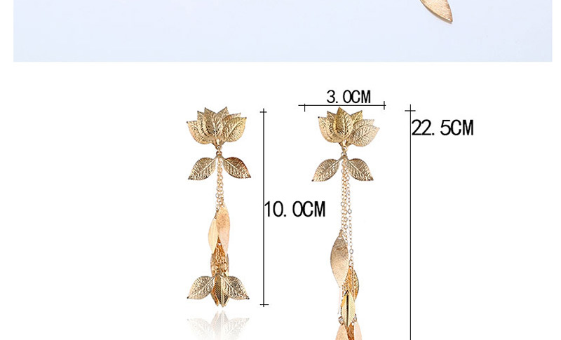 Fashion Gold Metal Lotus Asymmetrical Earrings,Drop Earrings