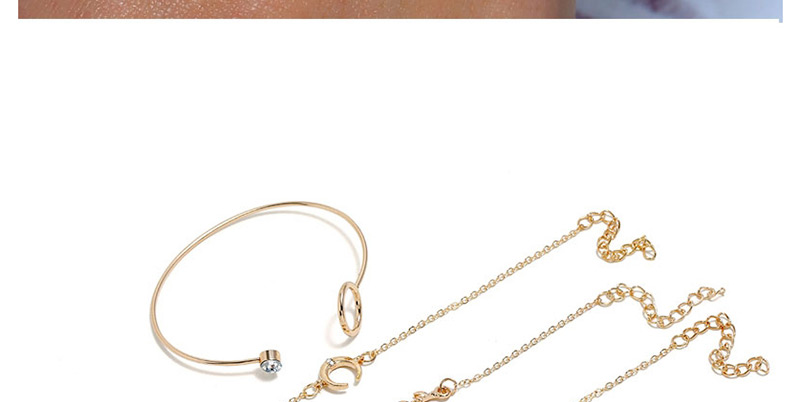 Fashion Gold Crescent Moon Lightning Leaf Circle Four-piece Bracelet,Fashion Bangles