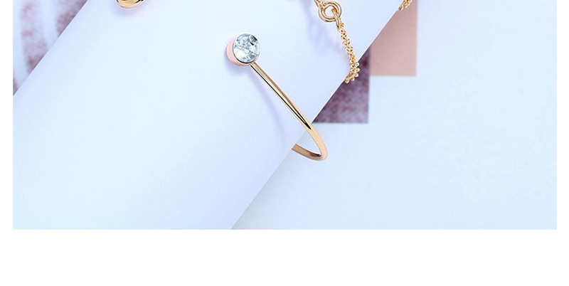 Fashion Gold Crescent Moon Lightning Leaf Circle Four-piece Bracelet,Fashion Bangles