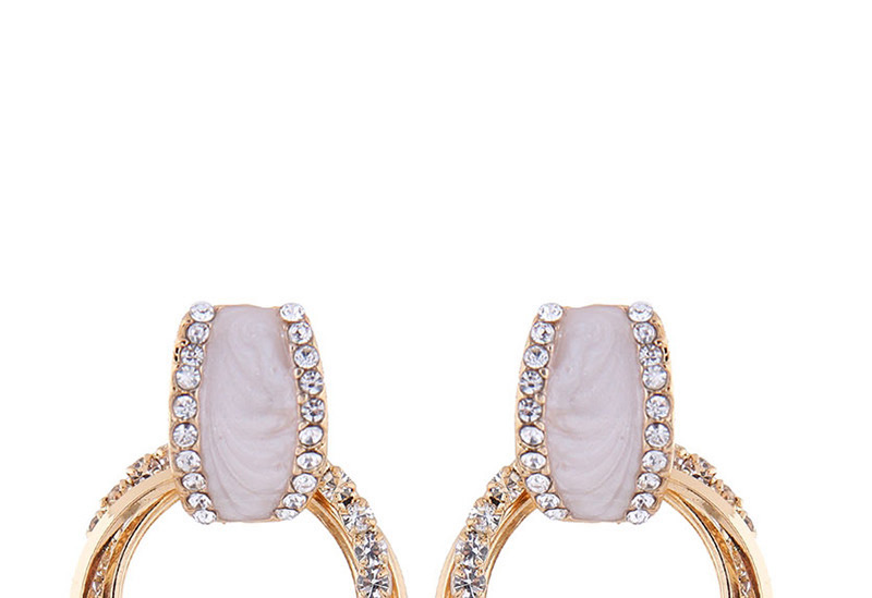 Fashion Gold Metal Flash Drill Ring Earrings,Drop Earrings