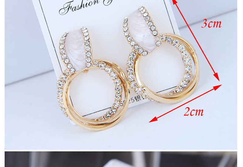 Fashion Gold Metal Flash Drill Ring Earrings,Drop Earrings