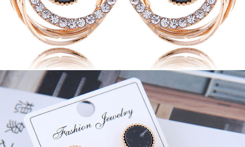 Fashion Gold Metal Flash Drill Multi-circle Earrings,Drop Earrings