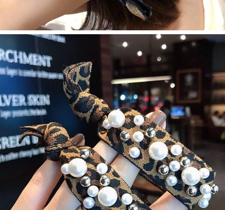 Fashion Black Beaded Leopard Knotted Hairline,Hair Ring