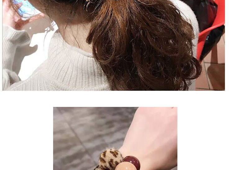 Fashion Leopard Leopard Pearl Rubber Hair Band,Hair Ring