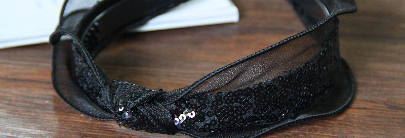 Fashion Black Sequin Knotted Wide-brimmed Headband,Head Band