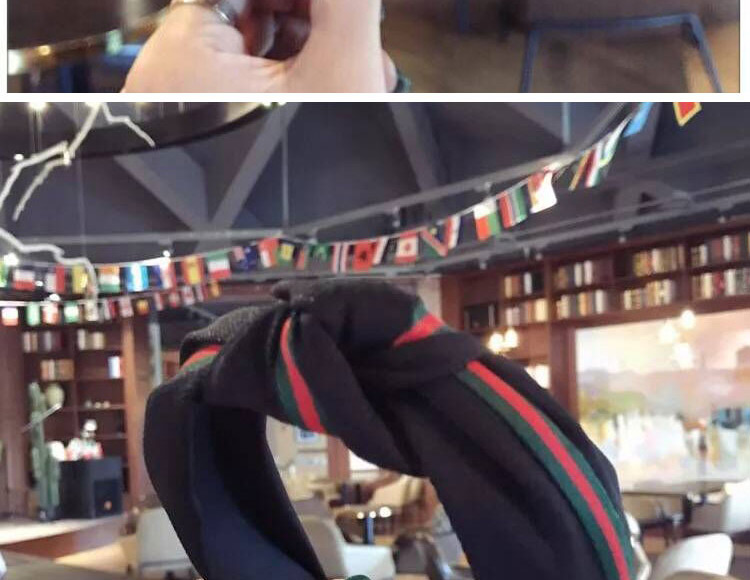 Fashion Black Stitching Stripe Knotted Wide-brimmed Headband,Head Band