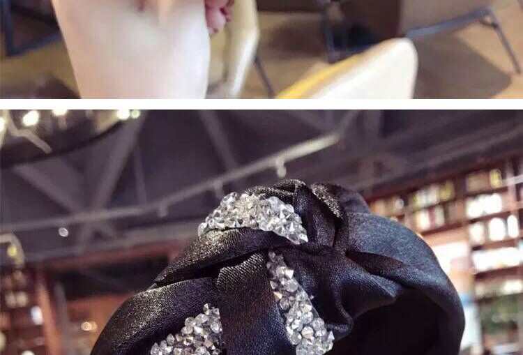 Fashion Gray Diamond Cloth-encrusted Bow With Wide-brimmed Headband,Head Band