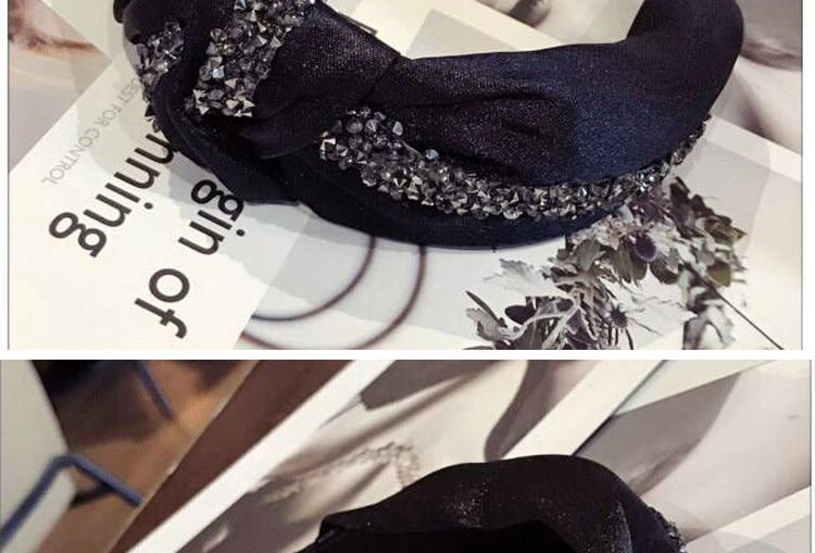 Fashion Gray Diamond Cloth-encrusted Bow With Wide-brimmed Headband,Head Band