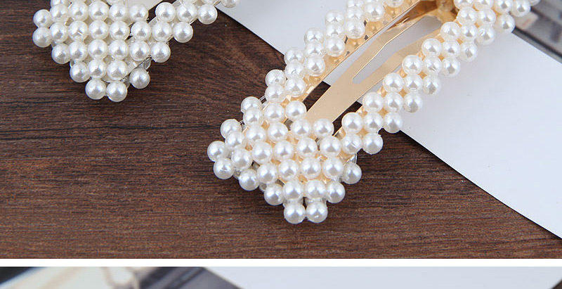 Fashion Silver (silver Bottom) Pearl Square Hairpin,Hairpins