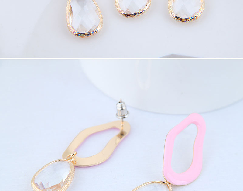 Fashion Pink Metal Geometric Drop Earrings,Drop Earrings