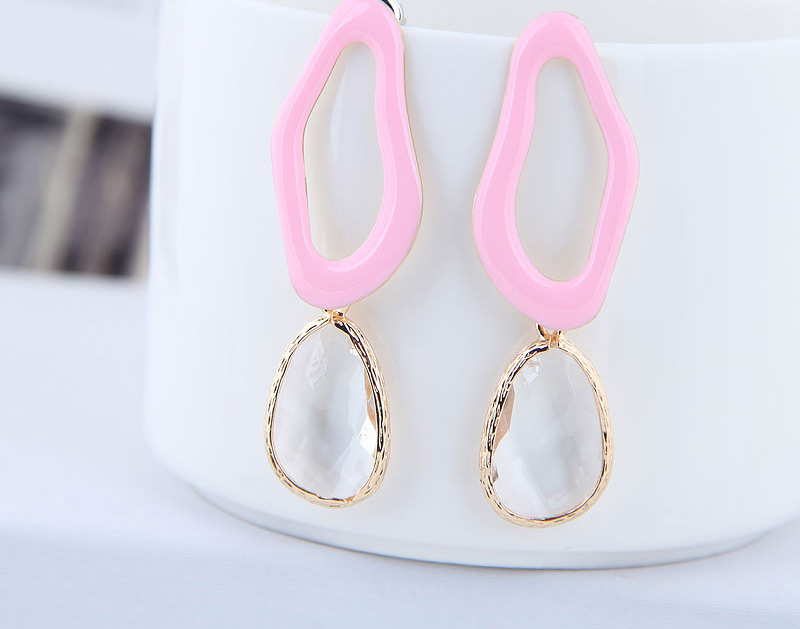 Fashion Pink Metal Geometric Drop Earrings,Drop Earrings
