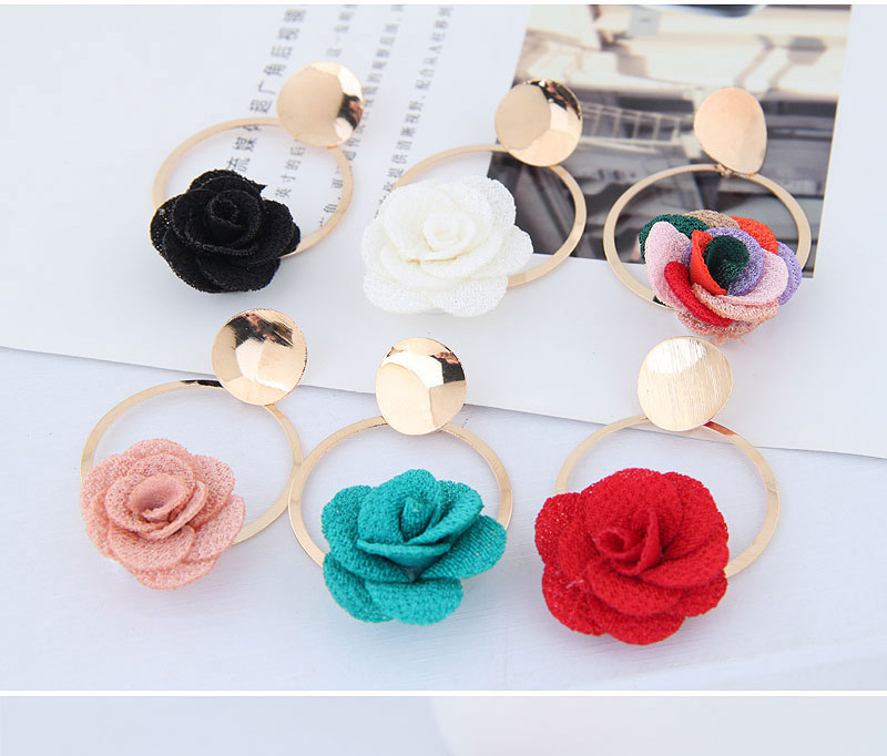Fashion Multi-color Metal Fabric Small Flower Earrings,Drop Earrings
