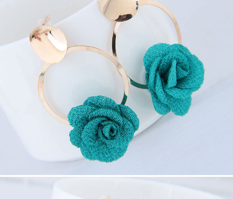 Fashion Blue Metal Fabric Small Flower Earrings,Drop Earrings