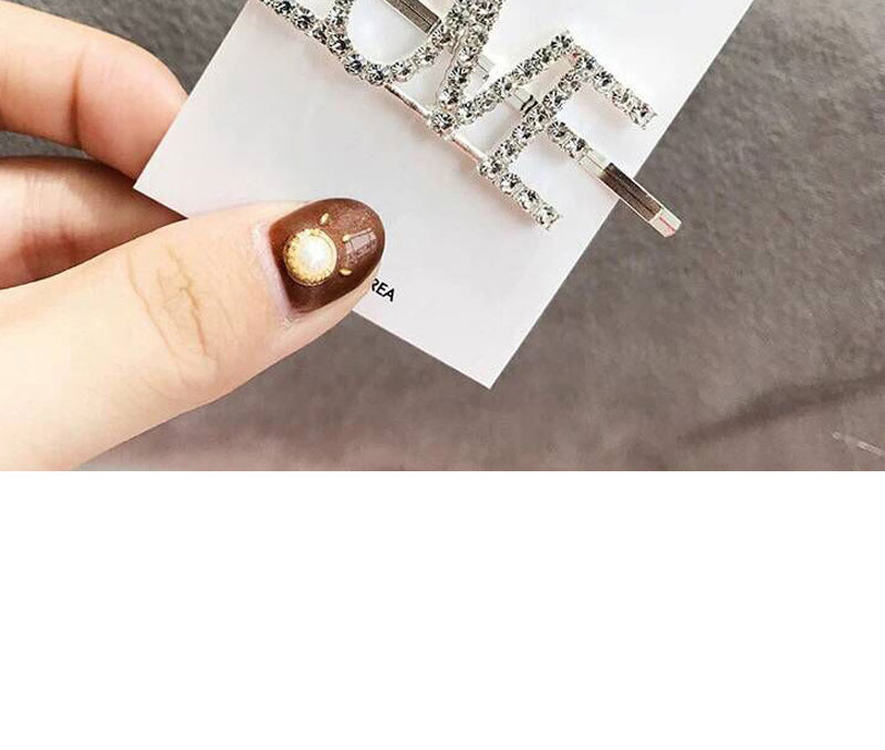 Fashion Silver Letter Flash Diamond Letter Hairpin,Hairpins