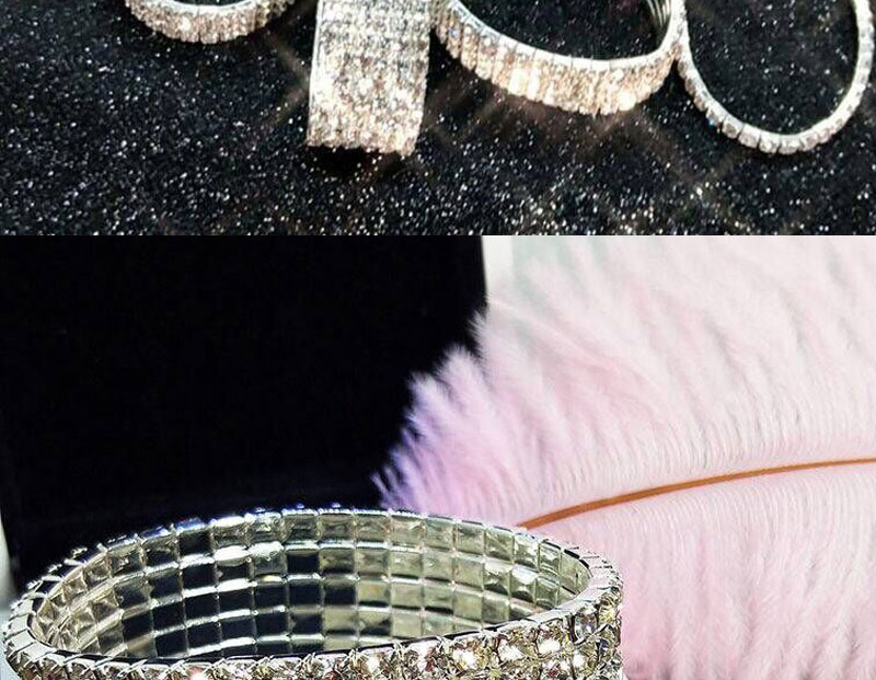 Fashion Silver (three Rows) Metal Diamond Bracelet,Fashion Bracelets