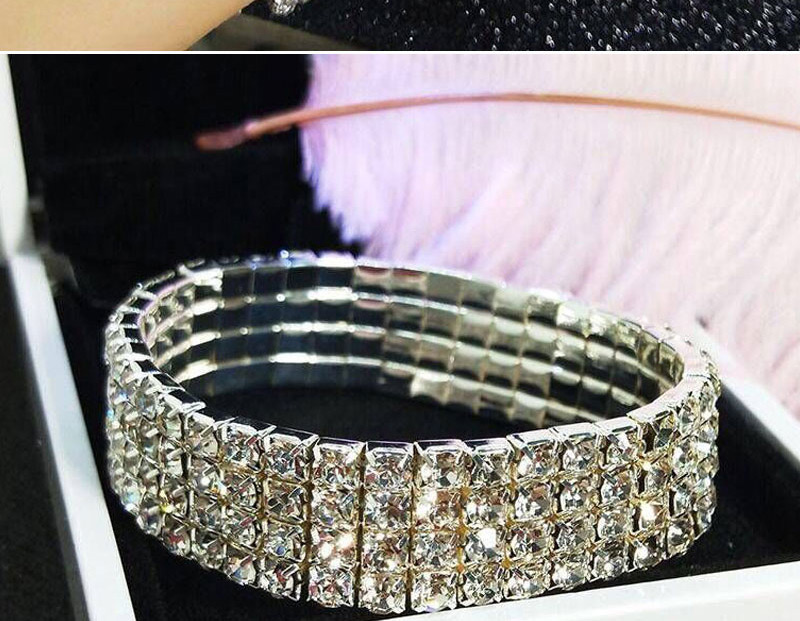 Fashion Silver (six Rows) Metal Diamond Bracelet,Fashion Bracelets