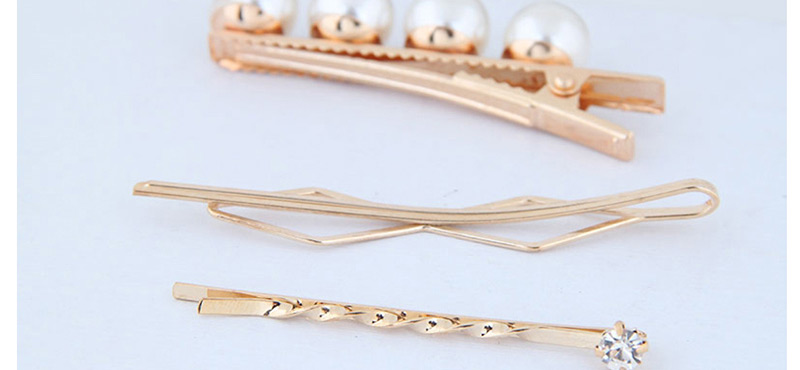 Fashion Gold Metal Side Three-piece Hair Clip,Hairpins