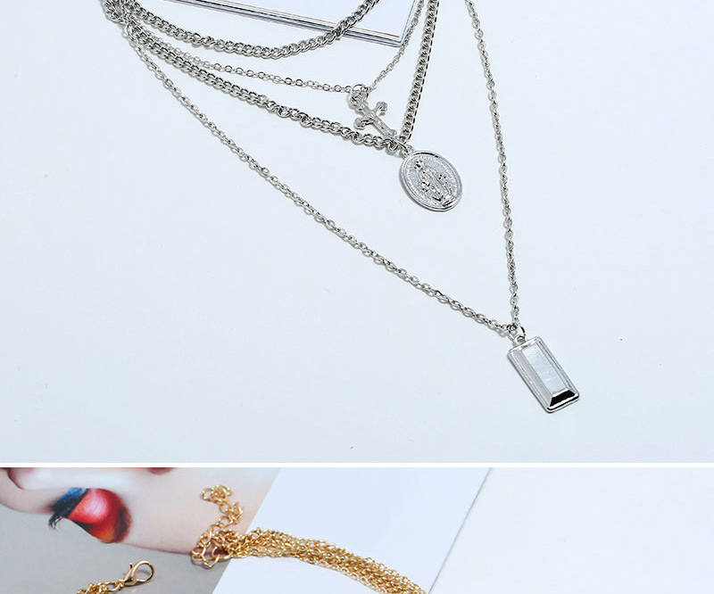 Fashion Gold Metal Cross Multilayer Necklace,Multi Strand Necklaces