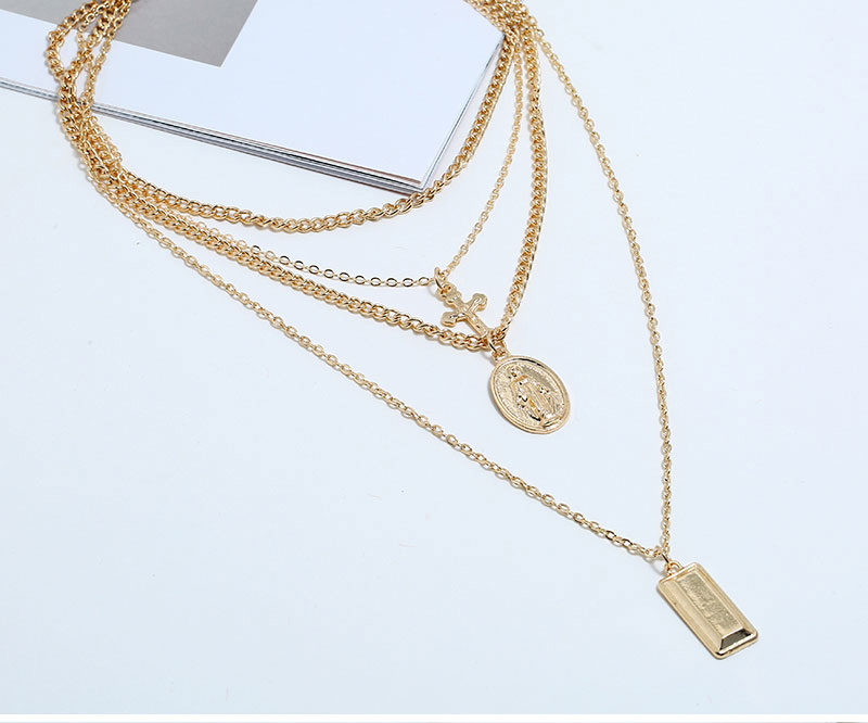Fashion Gold Metal Cross Multilayer Necklace,Multi Strand Necklaces