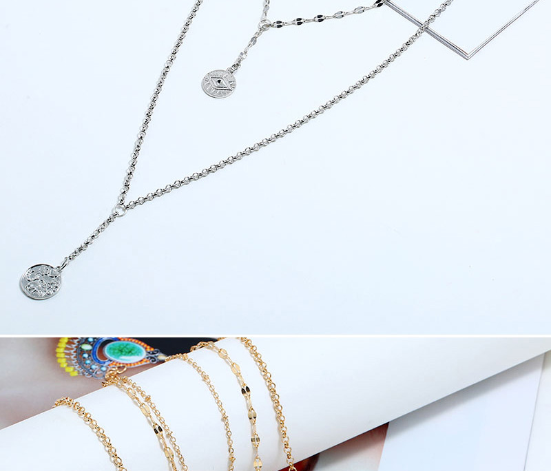 Fashion Silver Metal Eyebrow Multi-layer Necklace,Multi Strand Necklaces